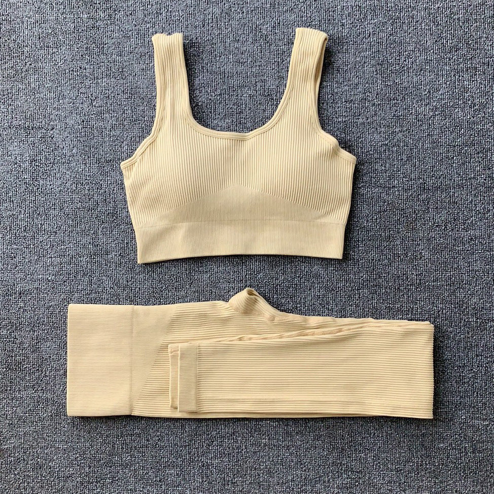 Comfort Ribbed Two-Piece Sports Bra and Leggings Set - Impact Core Fitness