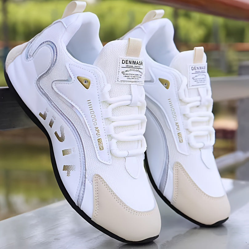 Men's Stylish Gold Accent Athletic Lifestyle Trainers Comfortable Everyday Sports Footwear - Impact Core Fitness