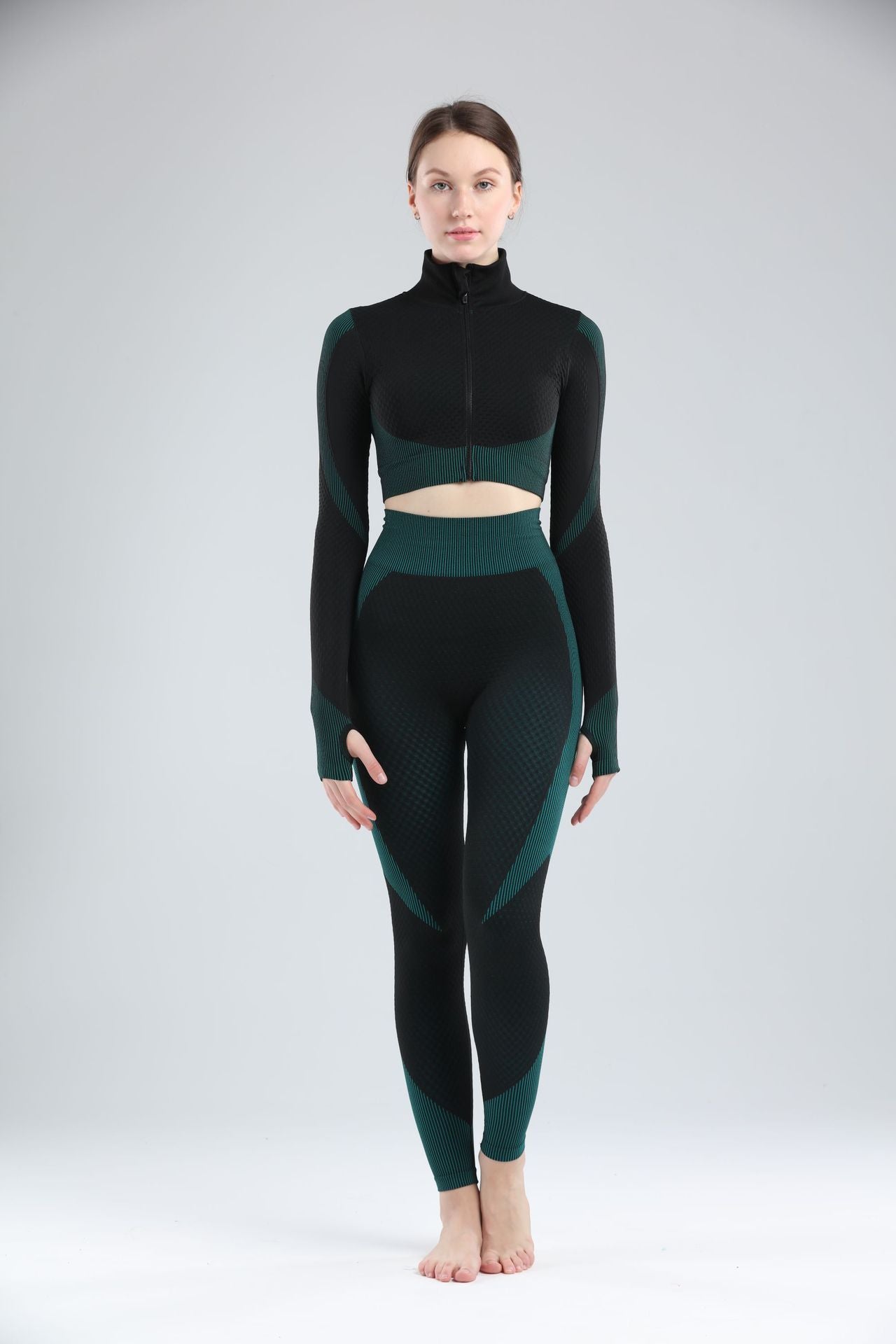 Women's Seamless Long Sleeve Crop Top and High Waist Leggings Gym Set - Impact Core Fitness