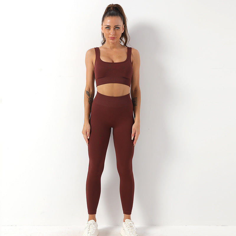 Comfort Ribbed Two-Piece Sports Bra and Leggings Set - Impact Core Fitness