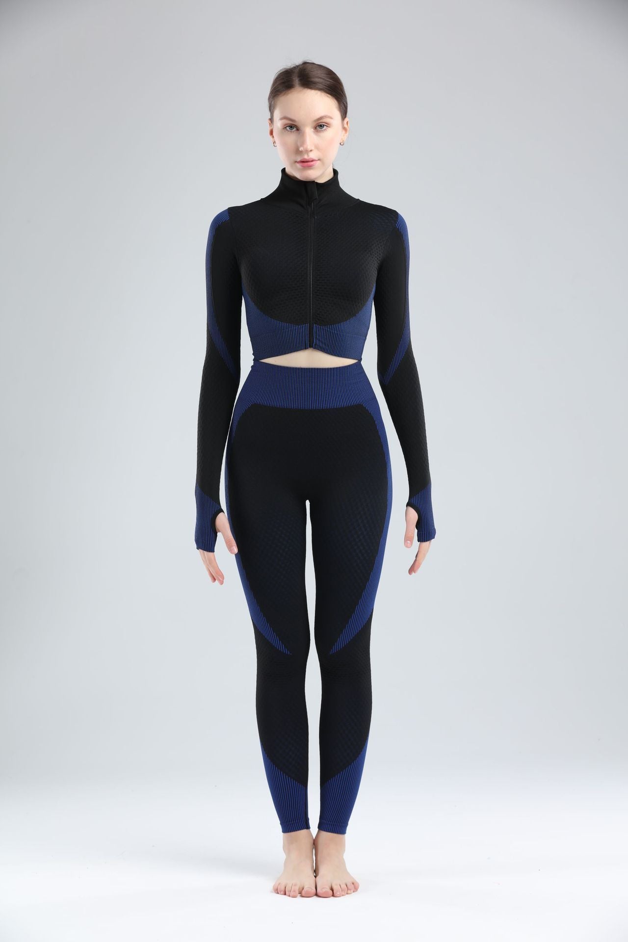 Women's Seamless Long Sleeve Crop Top and High Waist Leggings Gym Set - Impact Core Fitness
