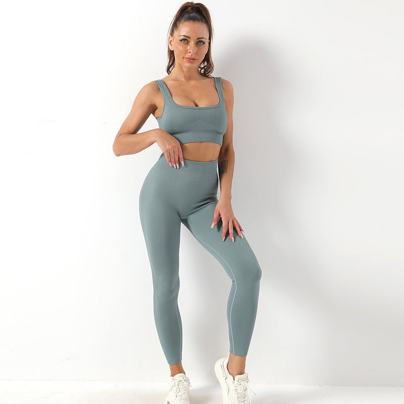 Comfort Ribbed Two-Piece Sports Bra and Leggings Set - Impact Core Fitness