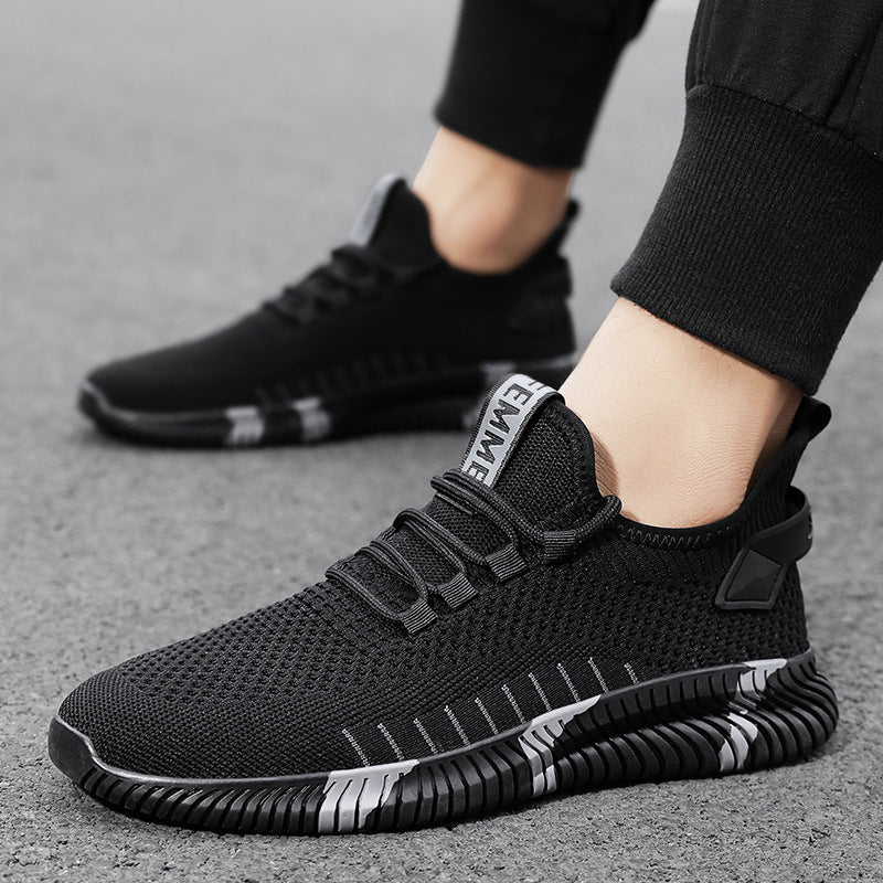 Men's Dynamic Striped Sole Knit Running Shoes Breathable Lightweight Casual Sneakers - Impact Core Fitness
