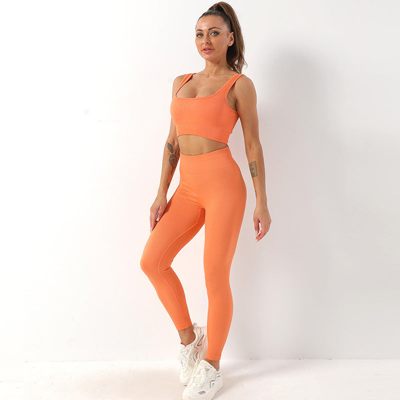 Comfort Ribbed Two-Piece Sports Bra and Leggings Set - Impact Core Fitness