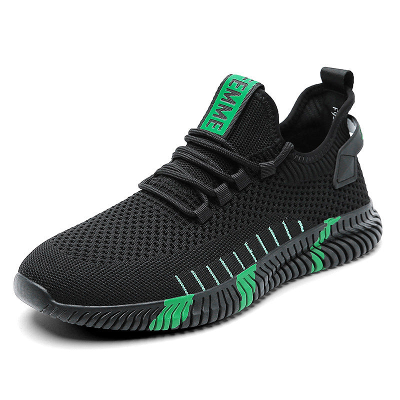 Men's Dynamic Striped Sole Knit Running Shoes Breathable Lightweight Casual Sneakers - Impact Core Fitness
