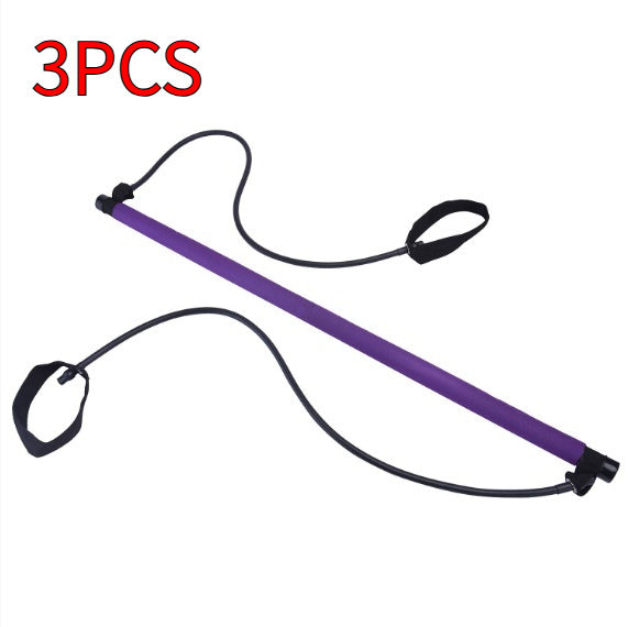 8 In 1 Portable Yoga Pilates Bar Kit Resistance Band Chest Expander Puller Home Gym Full Body Fitness System - Impact Core Fitness