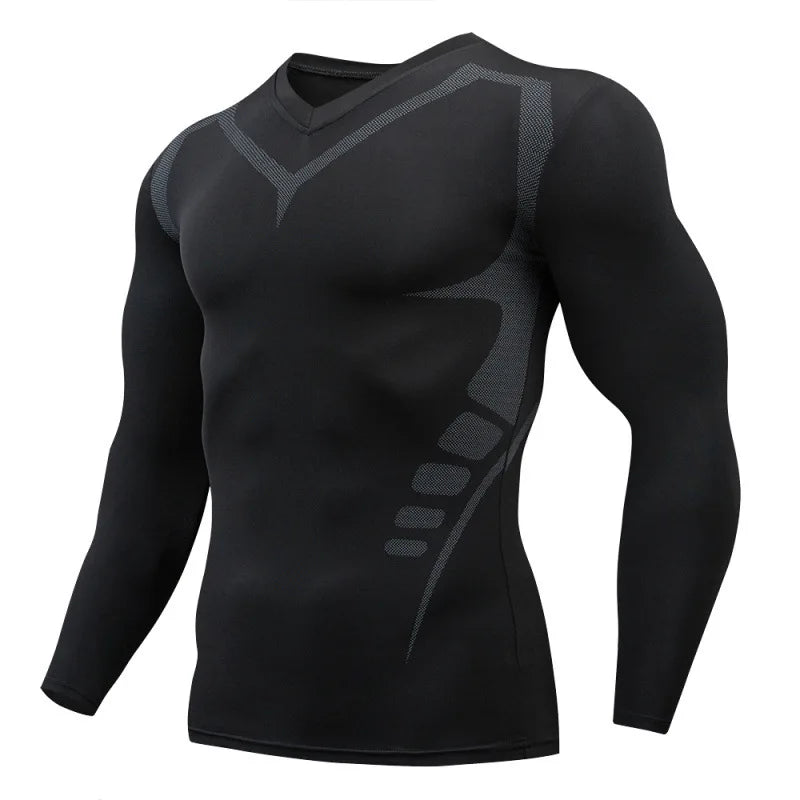 Men's Long Sleeve Compression Shirt Athletic Base Layer Workout Running Top - Impact Core Fitness