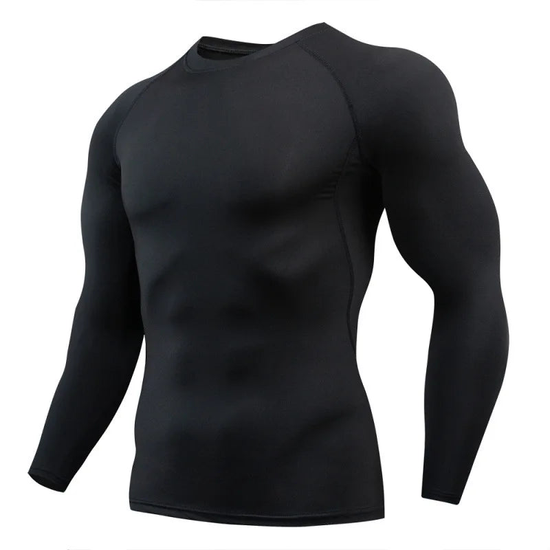 Men's Long Sleeve Compression Shirt Athletic Base Layer Workout Running Top - Impact Core Fitness