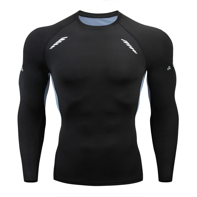Men's Long Sleeve Compression Shirt Athletic Base Layer Workout Running Top - Impact Core Fitness