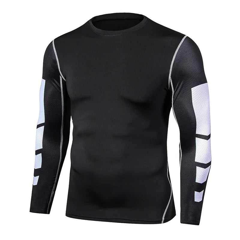 Men's Long Sleeve Compression Shirt Athletic Base Layer Workout Running Top - Impact Core Fitness