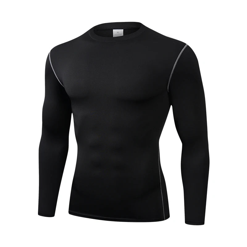 Men's Long Sleeve Compression Base Layer Shirt for Athletic Performance & Muscle Support - Impact Core Fitness