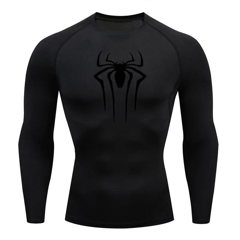 Men's Superhero Compression Shirt Long Sleeve Athletic Workout Running Base Layer - Impact Core Fitness