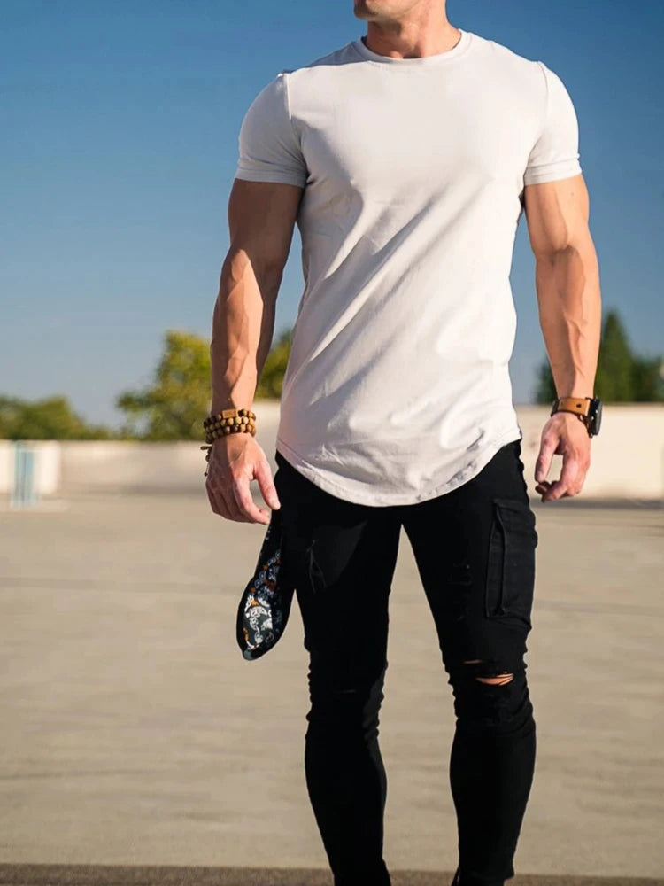 Muscle Fitness T-shirt Summer Men's Athleisure Workout short sleeve T-shirt High Quality cotton Men T-shirt Gym Sport Shirt Tops - Impact Core Fitness