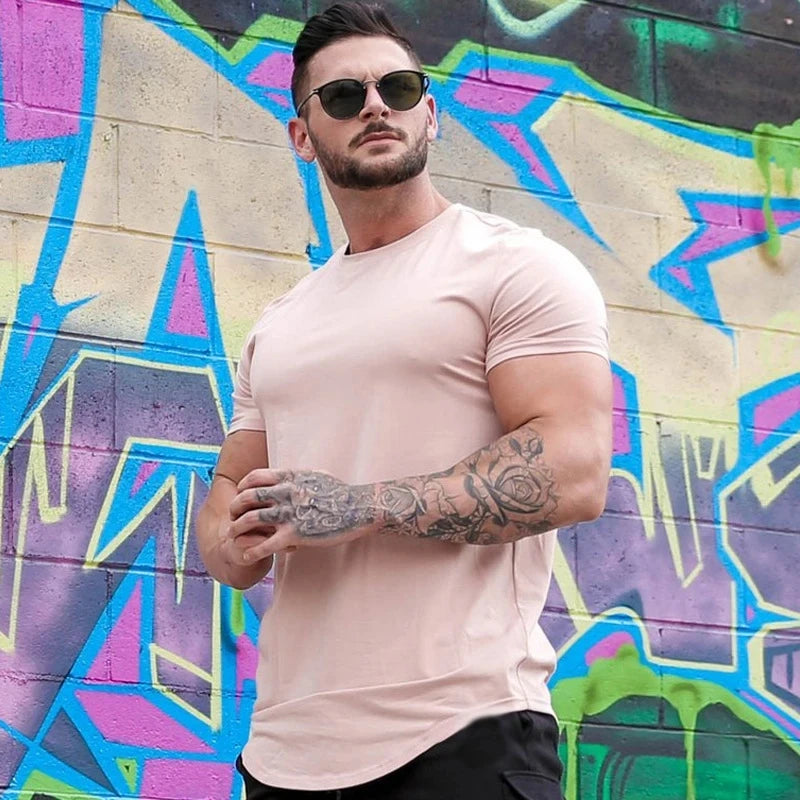 Muscle Fitness T-shirt Summer Men's Athleisure Workout short sleeve T-shirt High Quality cotton Men T-shirt Gym Sport Shirt Tops - Impact Core Fitness