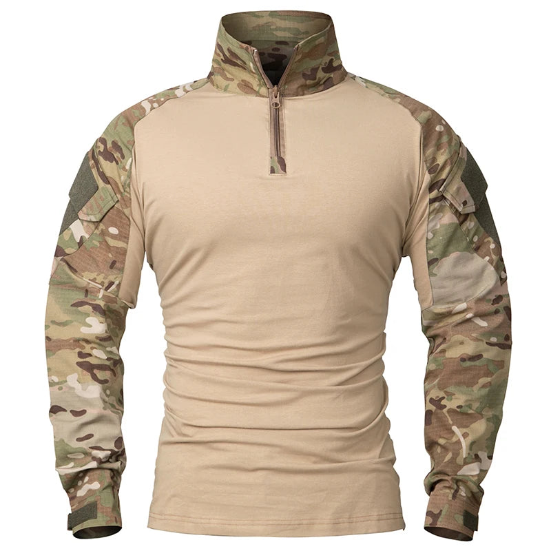 Men's Tactical Combat Shirt Long Sleeve 1/4 Zip Airsoft Military Uniform Top - Impact Core Fitness