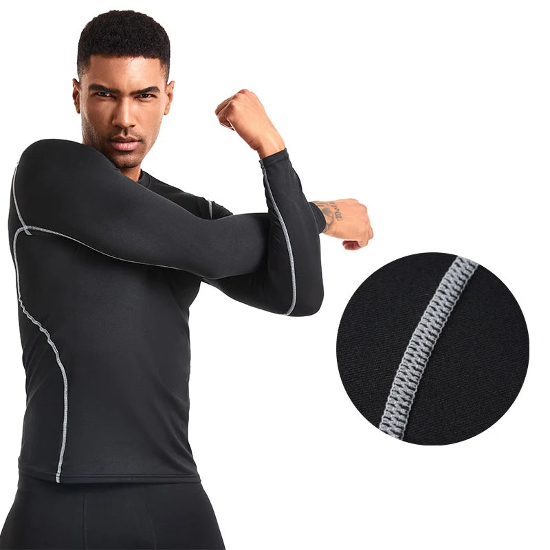 Men's Long Sleeve Compression Base Layer Shirt for Athletic Performance & Muscle Support - Impact Core Fitness