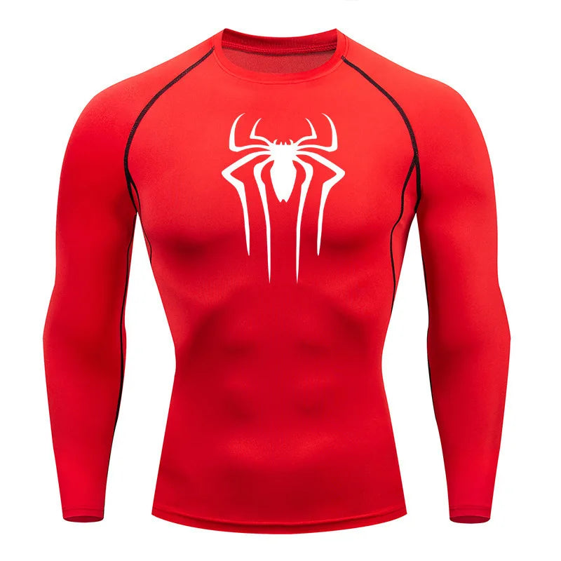 Men's Superhero Compression Shirt Long Sleeve Athletic Workout Running Base Layer - Impact Core Fitness