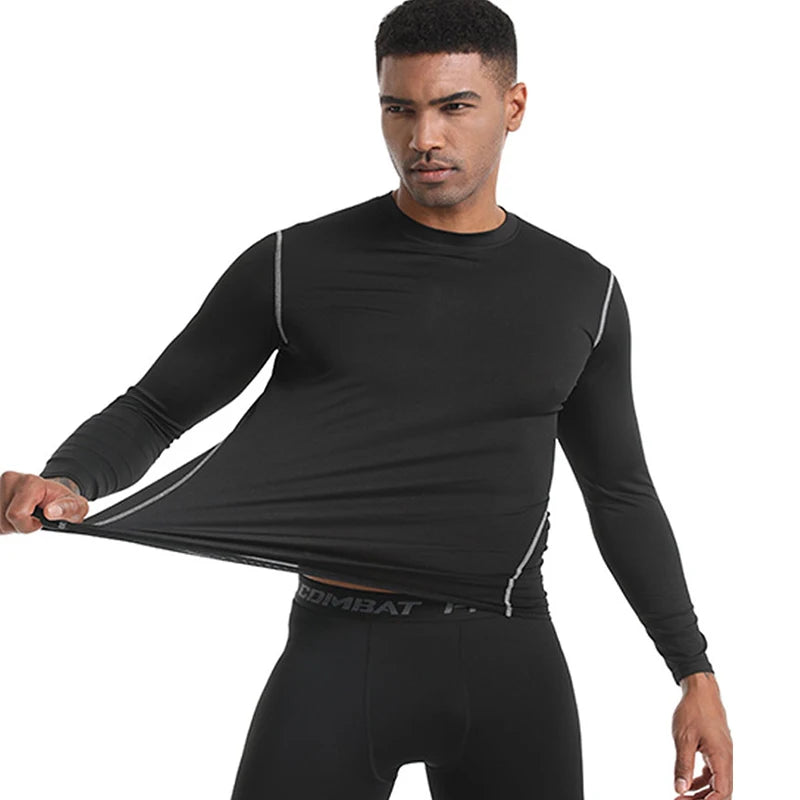 Men's Long Sleeve Compression Base Layer Shirt for Athletic Performance & Muscle Support - Impact Core Fitness