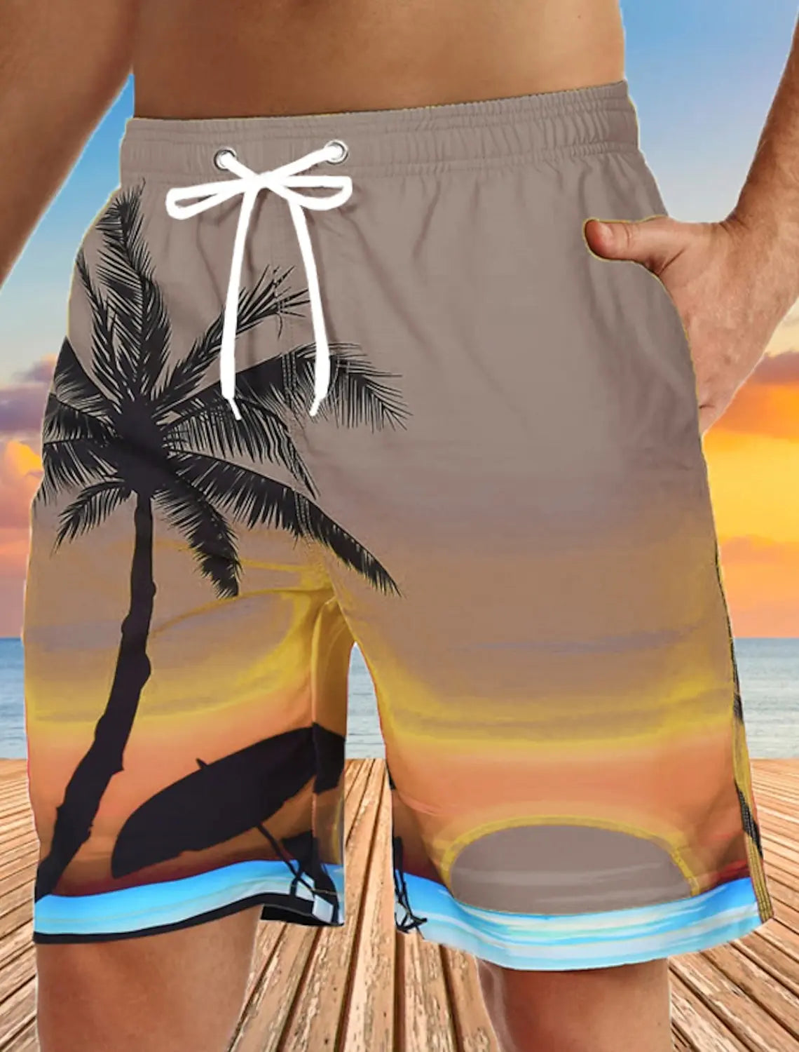 Men's Board Shorts Swim Shorts Bermuda shorts Beach Shorts Drawstring 3D Print Graphic Coconut Tree Breathable Quick Dry Short - Impact Core Fitness