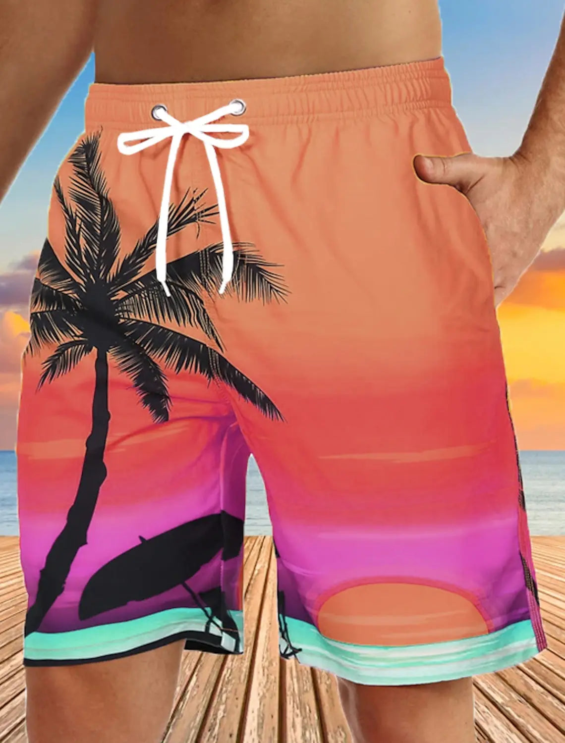 Men's Board Shorts Swim Shorts Bermuda shorts Beach Shorts Drawstring 3D Print Graphic Coconut Tree Breathable Quick Dry Short - Impact Core Fitness