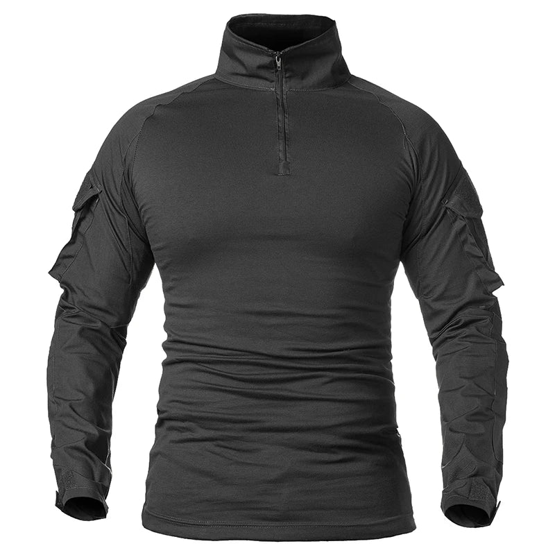 Men's Tactical Combat Shirt Long Sleeve 1/4 Zip Airsoft Military Uniform Top - Impact Core Fitness