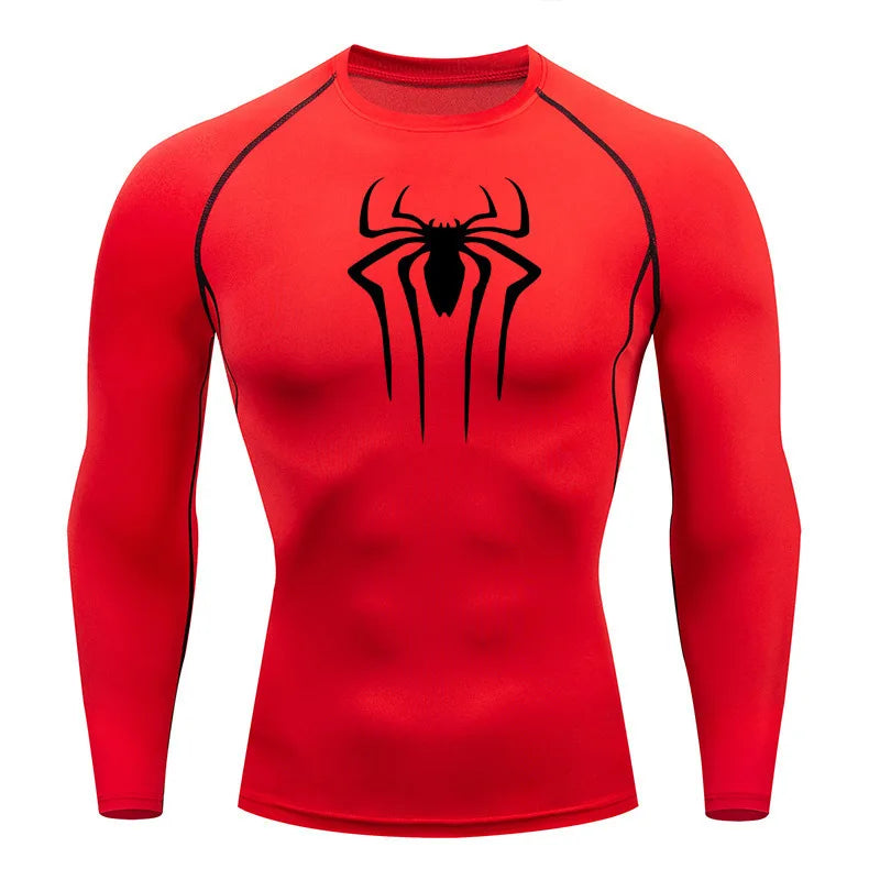 Men's Superhero Compression Shirt Long Sleeve Athletic Workout Running Base Layer - Impact Core Fitness