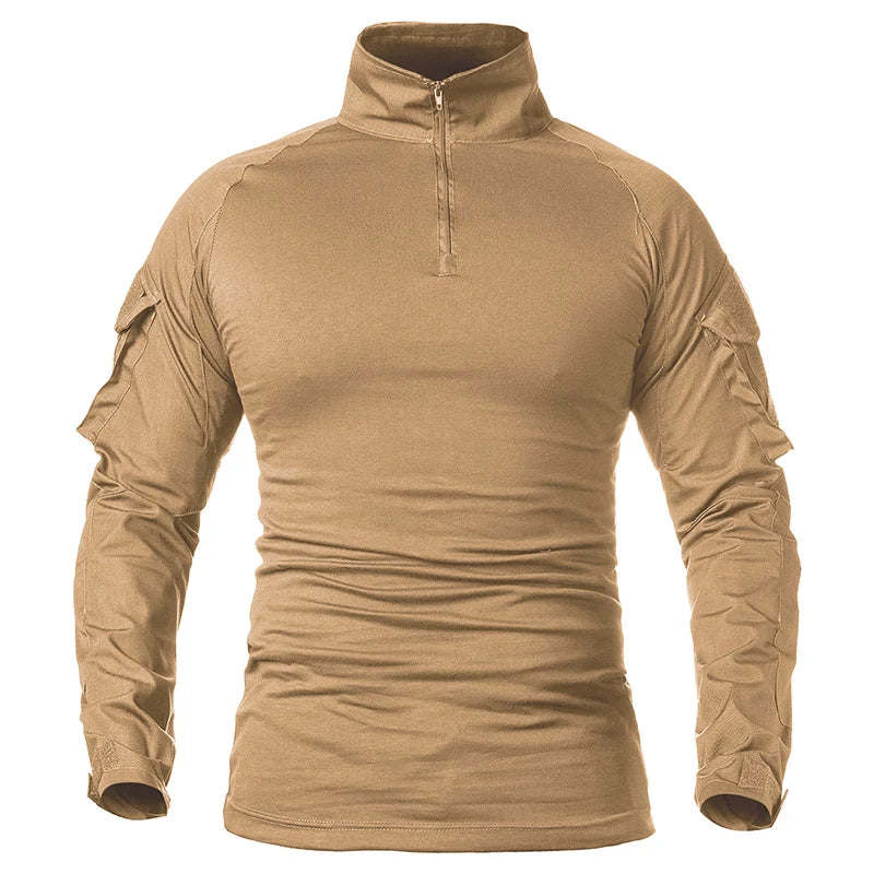 Men's Tactical Combat Shirt Long Sleeve 1/4 Zip Airsoft Military Uniform Top - Impact Core Fitness