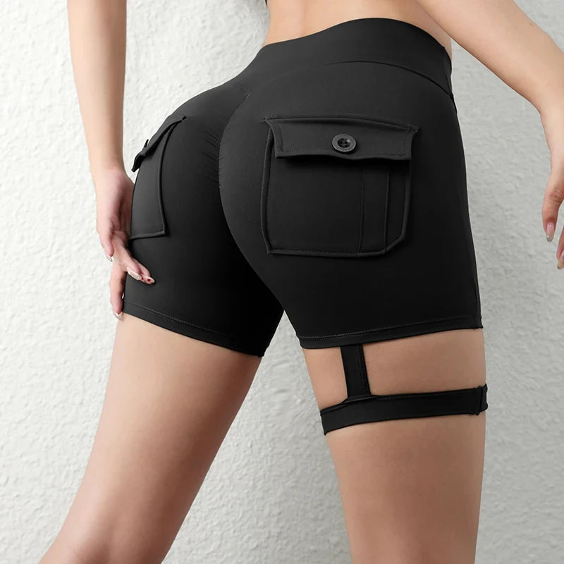 High Waist Cargo Gym Shorts for Women with Functional Pockets - Impact Core Fitness