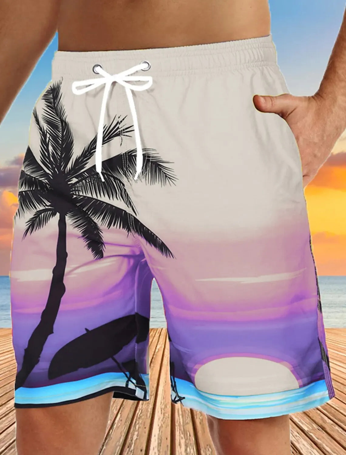 Men's Board Shorts Swim Shorts Bermuda shorts Beach Shorts Drawstring 3D Print Graphic Coconut Tree Breathable Quick Dry Short - Impact Core Fitness