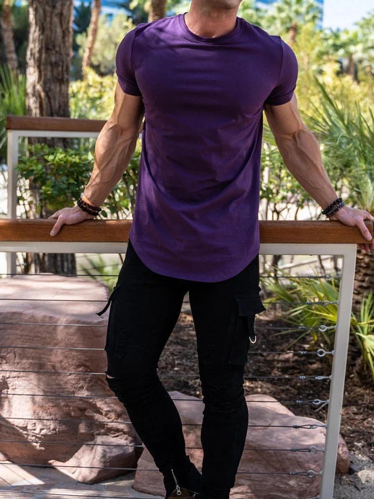 Muscle Fitness T-shirt Summer Men's Athleisure Workout short sleeve T-shirt High Quality cotton Men T-shirt Gym Sport Shirt Tops - Impact Core Fitness