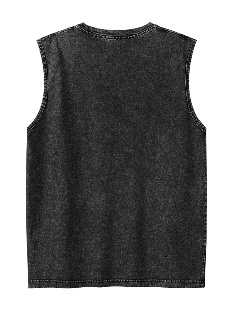 Summer Men's Washed Cotton Tank Tops Muscle Gym Sleeveless Workout T Shirts Running Beach Loose Cutoff Tees - Impact Core Fitness