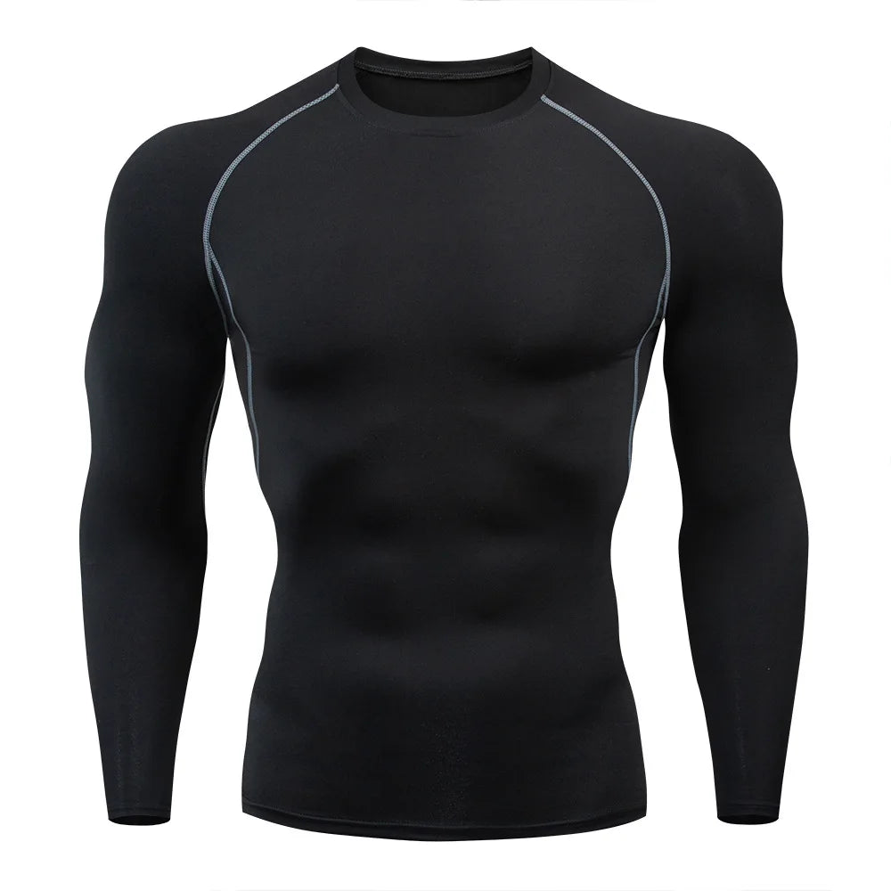 Men's Long Sleeve Compression Shirt Athletic Base Layer Workout Running Top - Impact Core Fitness