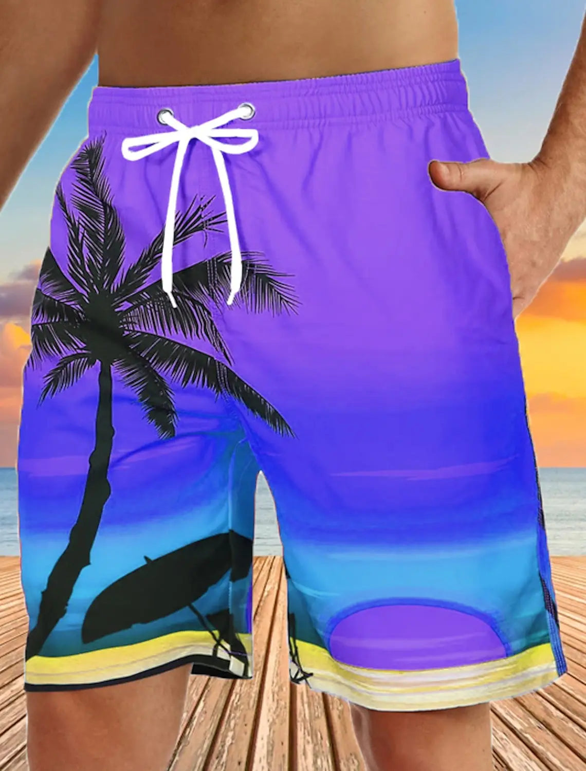 Men's Board Shorts Swim Shorts Bermuda shorts Beach Shorts Drawstring 3D Print Graphic Coconut Tree Breathable Quick Dry Short - Impact Core Fitness