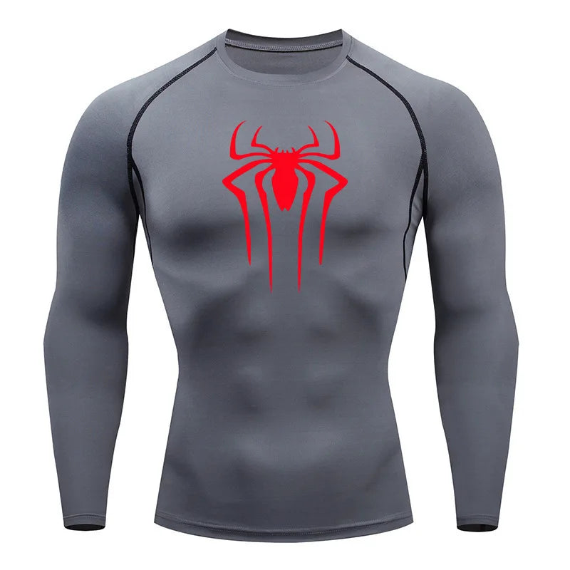 Men's Superhero Compression Shirt Long Sleeve Athletic Workout Running Base Layer - Impact Core Fitness