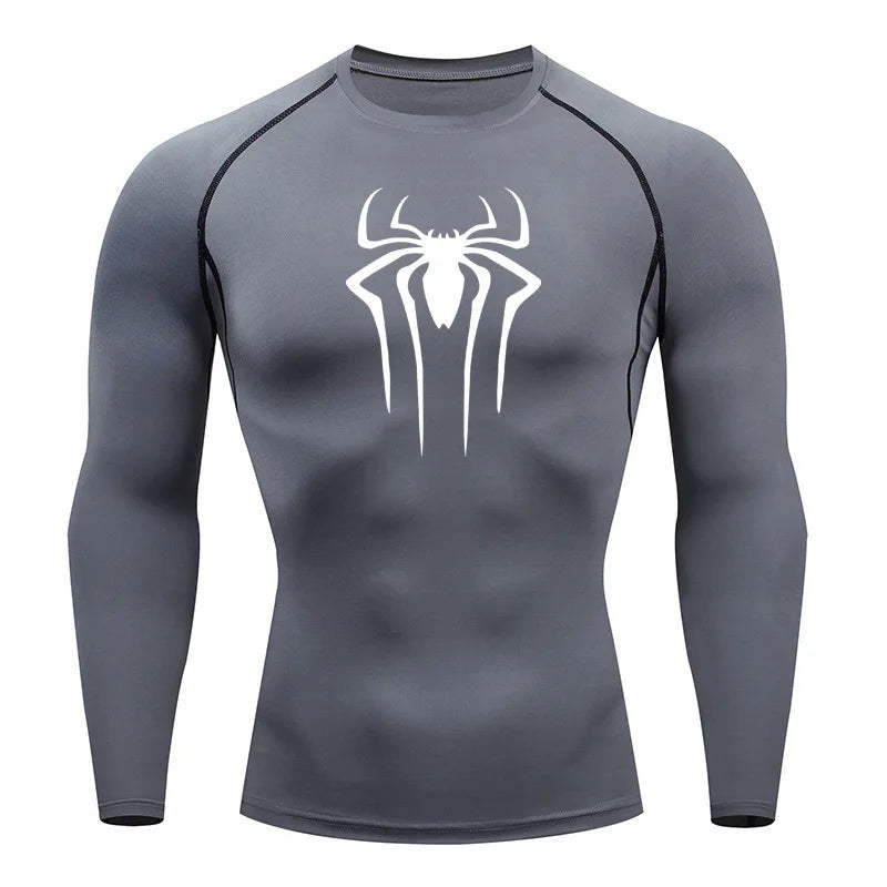Men's Superhero Compression Shirt Long Sleeve Athletic Workout Running Base Layer - Impact Core Fitness