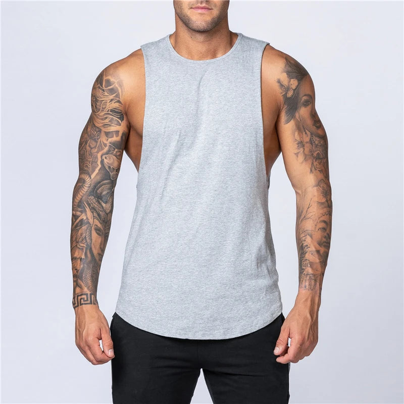 Men's Gym Clothing Summer Fitness Cotton Tank Top Men Jogging Bodybuilding Sleeveless Shirt Breathable O-Neck Casual Muscle Vest - Impact Core Fitness