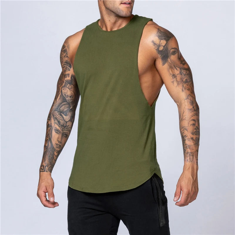 Men's Gym Clothing Summer Fitness Cotton Tank Top Men Jogging Bodybuilding Sleeveless Shirt Breathable O-Neck Casual Muscle Vest - Impact Core Fitness