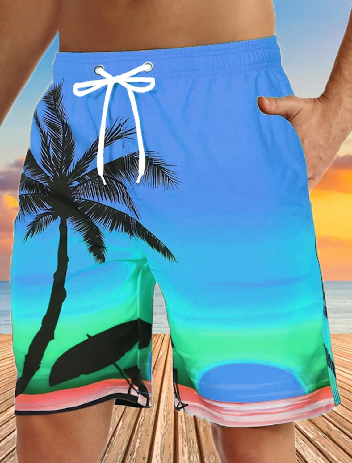 Men's Board Shorts Swim Shorts Bermuda shorts Beach Shorts Drawstring 3D Print Graphic Coconut Tree Breathable Quick Dry Short - Impact Core Fitness