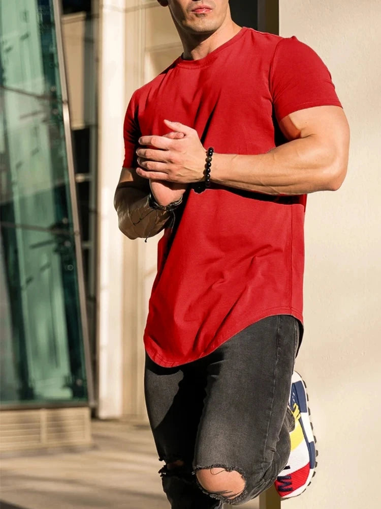 Muscle Fitness T-shirt Summer Men's Athleisure Workout short sleeve T-shirt High Quality cotton Men T-shirt Gym Sport Shirt Tops - Impact Core Fitness