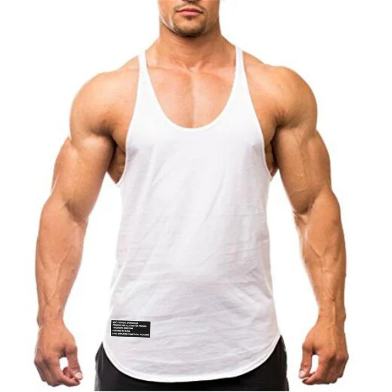 Men's Cotton Y-Back Gym Singlet Tank Top for Running and Sports - Impact Core Fitness