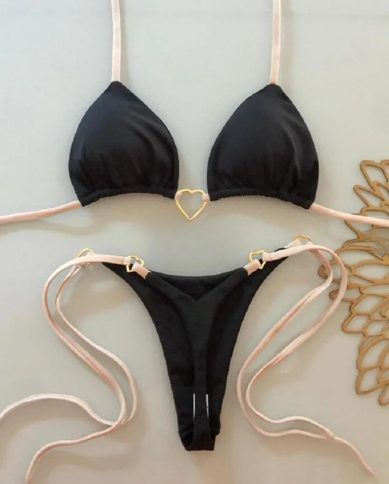 Classic Adjustable String Triangle Bikini Set for Women's Beachwear - Impact Core Fitness