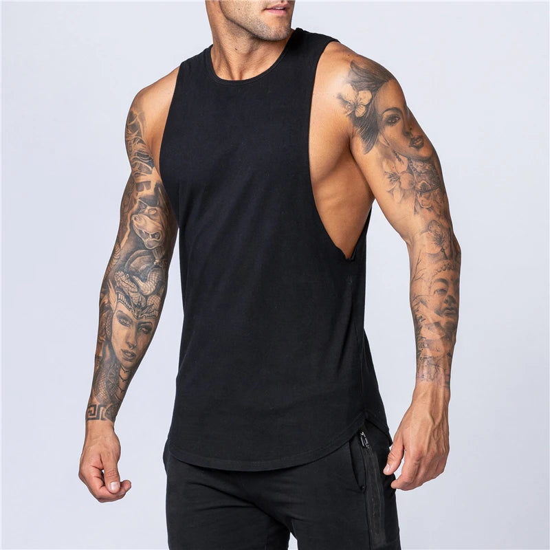 Men's Gym Clothing Summer Fitness Cotton Tank Top Men Jogging Bodybuilding Sleeveless Shirt Breathable O-Neck Casual Muscle Vest - Impact Core Fitness