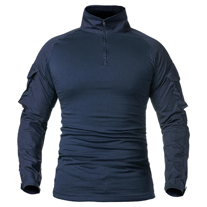 Men's Tactical Combat Shirt Long Sleeve 1/4 Zip Airsoft Military Uniform Top - Impact Core Fitness
