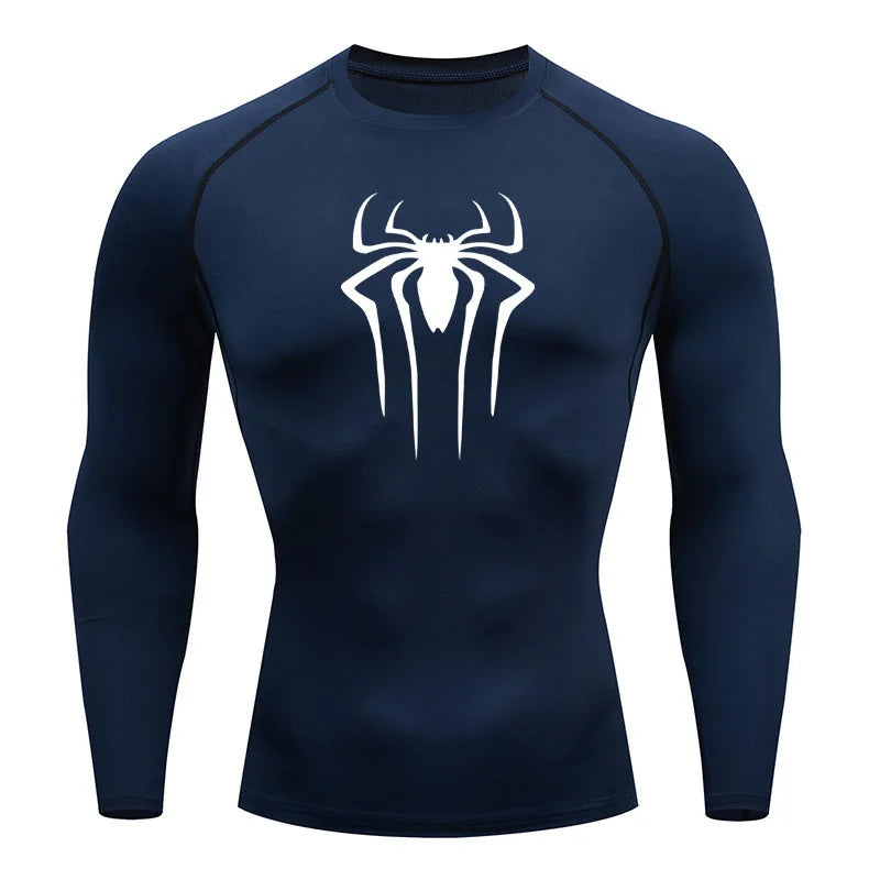 Men's Superhero Compression Shirt Long Sleeve Athletic Workout Running Base Layer - Impact Core Fitness