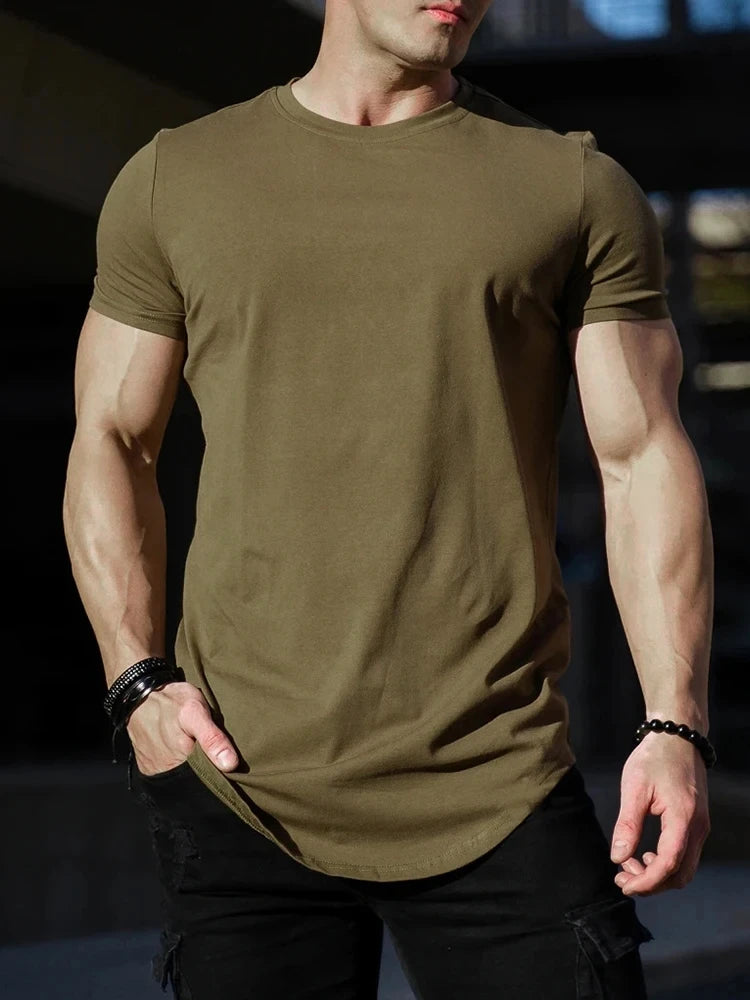 Muscle Fitness T-shirt Summer Men's Athleisure Workout short sleeve T-shirt High Quality cotton Men T-shirt Gym Sport Shirt Tops - Impact Core Fitness