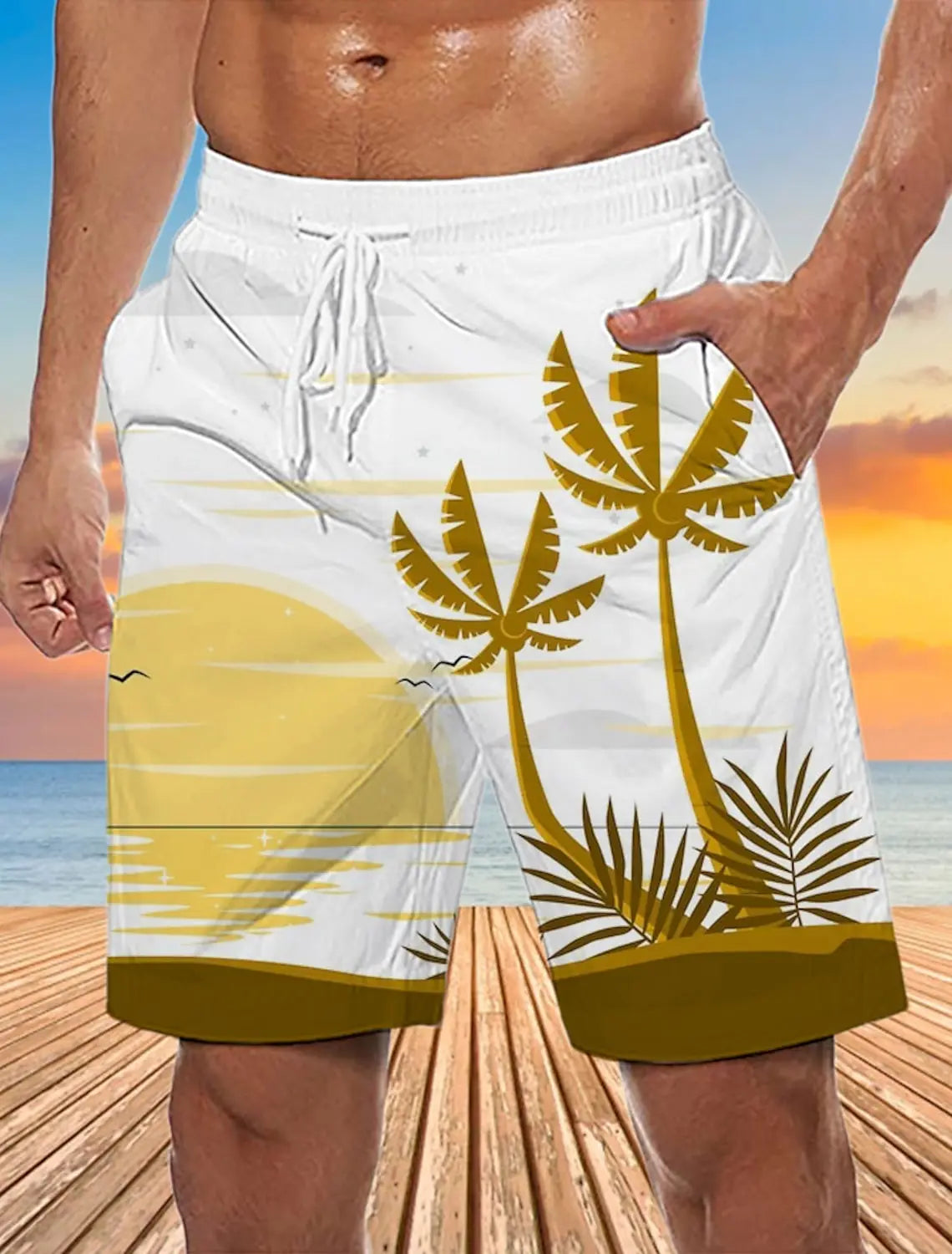 Men's Board Shorts Swim Shorts Bermuda shorts Beach Shorts Drawstring 3D Print Graphic Coconut Tree Breathable Quick Dry Short - Impact Core Fitness