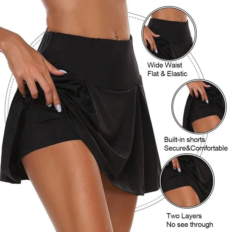 Women's Anti-Chafing Active Skort with Pockets for Running & Tennis - Impact Core Fitness