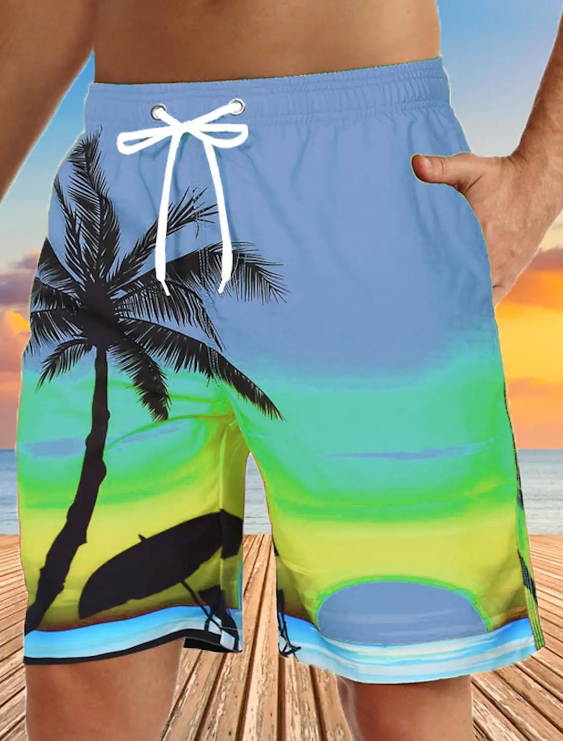 Men's Board Shorts Swim Shorts Bermuda shorts Beach Shorts Drawstring 3D Print Graphic Coconut Tree Breathable Quick Dry Short - Impact Core Fitness