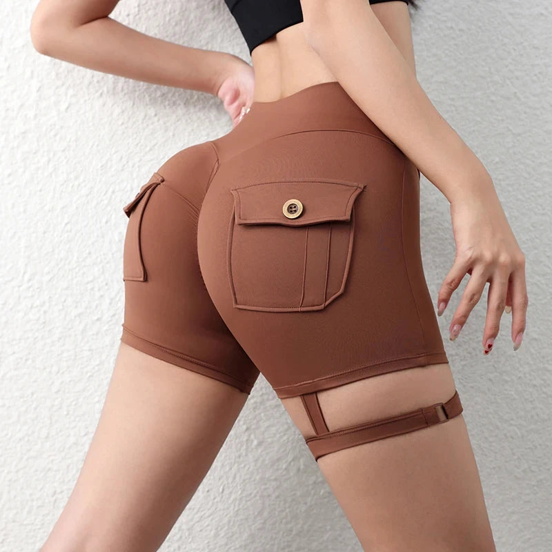 High Waist Cargo Gym Shorts for Women with Functional Pockets - Impact Core Fitness