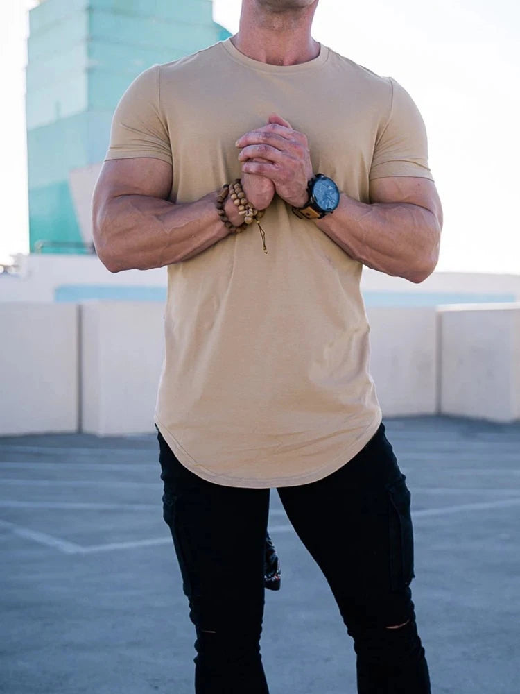 Muscle Fitness T-shirt Summer Men's Athleisure Workout short sleeve T-shirt High Quality cotton Men T-shirt Gym Sport Shirt Tops - Impact Core Fitness